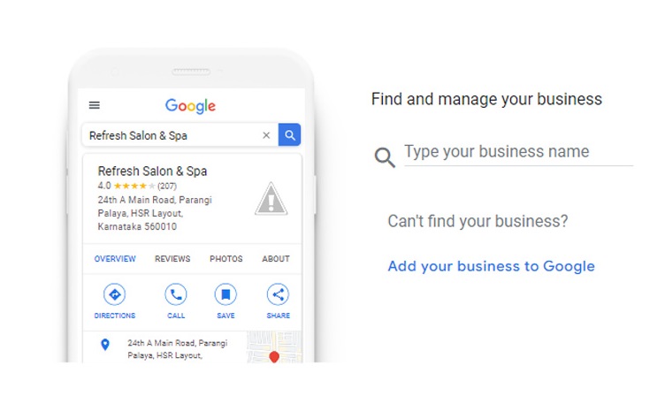 Screenshot of the Google My Business account creation page